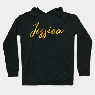 Jessica Name Hand Lettering in Faux Gold Letters Hoodie